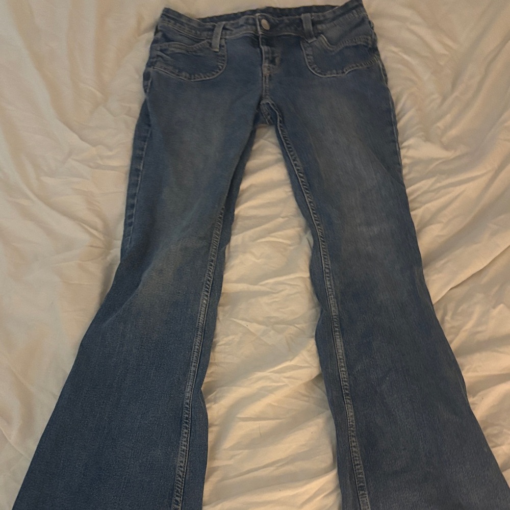 low rise flare jeans